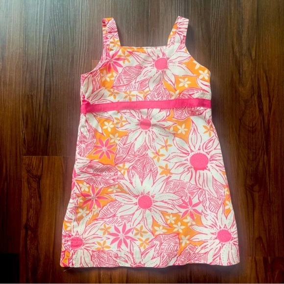 Lilly Pulitzer Other - LILLY PULITZER Kids Cotton Sleeveless Tango Floral Pink Orange Shift Dress Sz 4